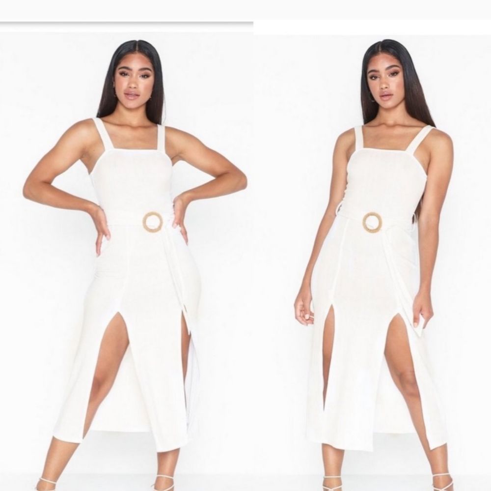 Topshop White summer midi dress small 4